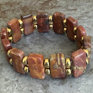 Bracelet double ISPAHU en jaspe picasso rouge