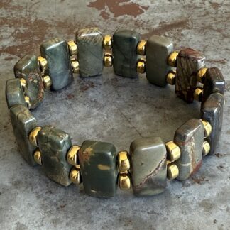 Bracelet double ISPAHU en jaspe picasso vert