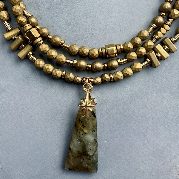 Collier COKATA 75 cm en hématite bronze mat-1