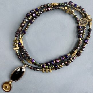 Collier COKATA 75 cm en hématite noire scarabée