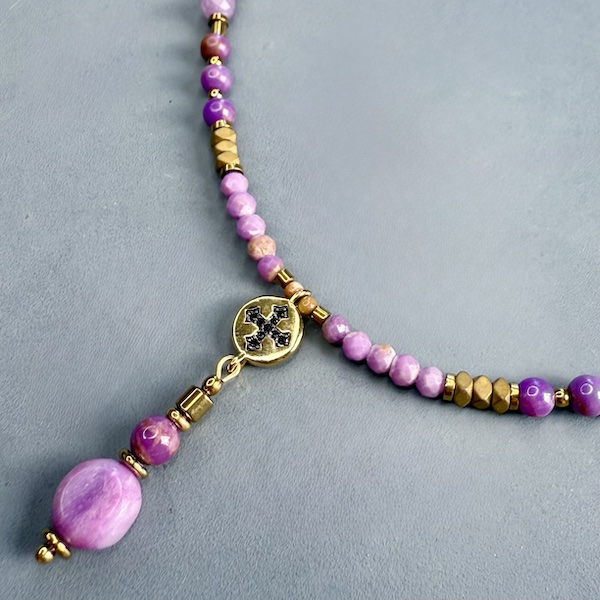 Collier SAKOWI 60 cm en mica lépidolite-2