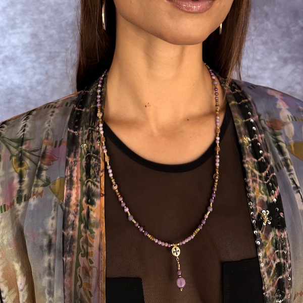 Collier SAKOWI 60 cm en mica lépidolite-4