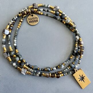 Collier : bracelet triple tours YAMNI 53 cm en oeil de faucon