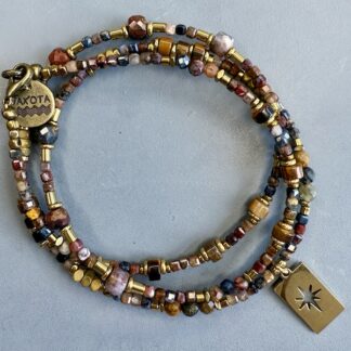 Collier : bracelet triple tours YAMNI 53 cm en pietersite