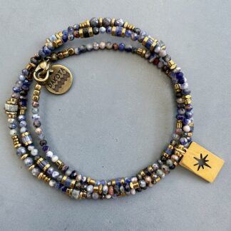 Collier : bracelet triple tours YAMNI 53 cm en sodalite