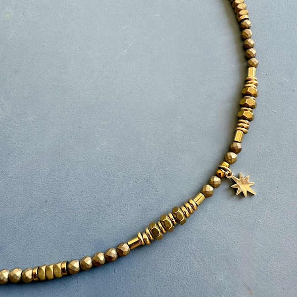 Ras du cou TOPA 40 cm en hématite bronze mat-1