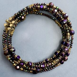 Sautoir TANKA 110 cm en hématite noire scarabée-3