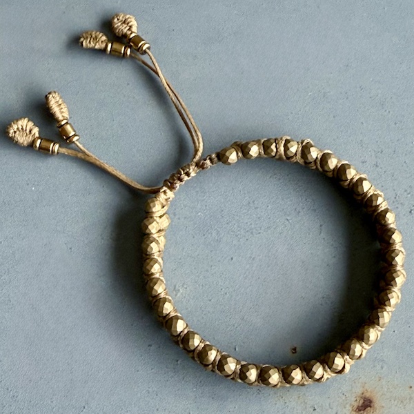 Bracelet macramé 2 rangs hématite bronze-1