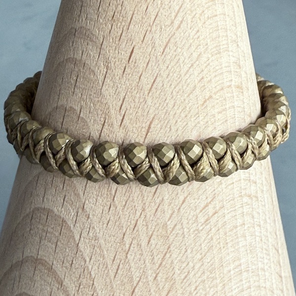 Bracelet macramé 2 rangs hématite bronze-2