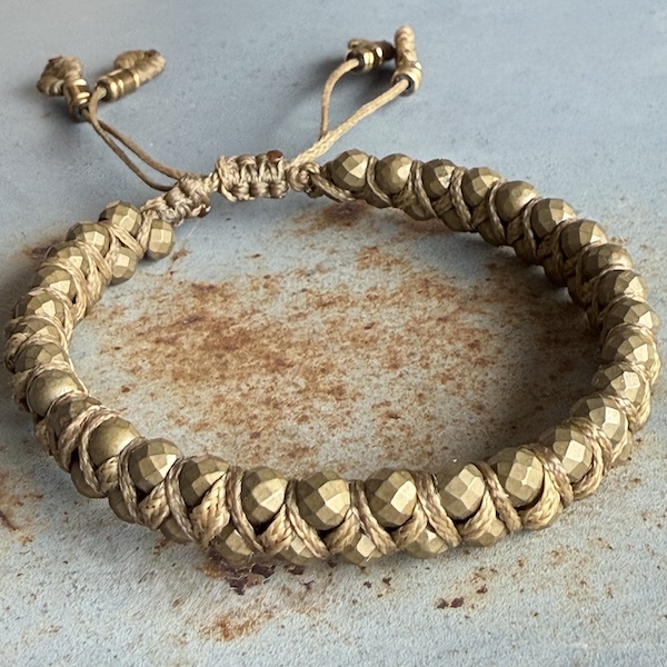 Bracelet macramé 2 rangs hématite bronze-4