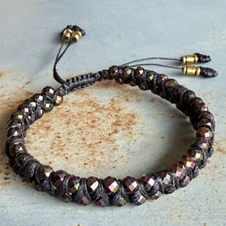 Bracelet macramé 2 rangs hématite scarabée-4