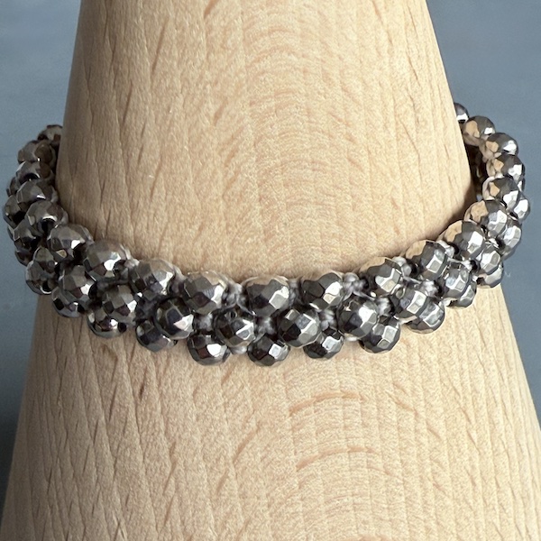 Bracelet macramé 3 rangs hématite argent-2