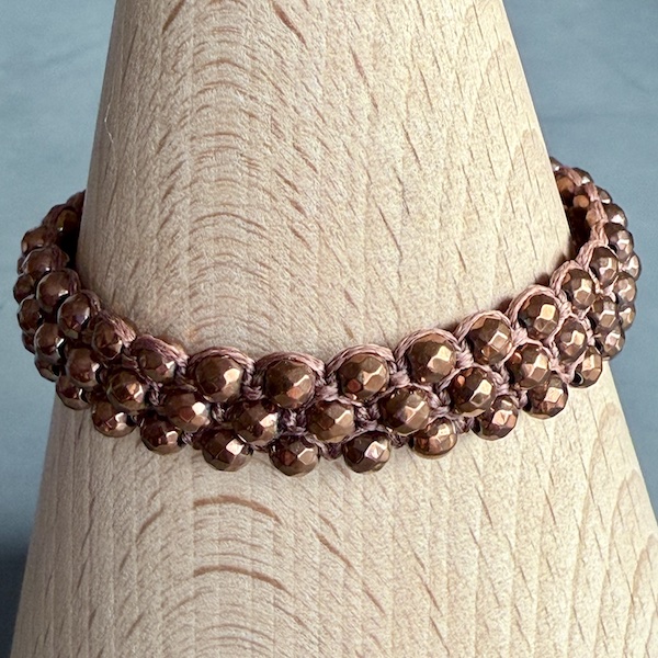 Bracelet macramé 3 rangs hématite cuivre-2