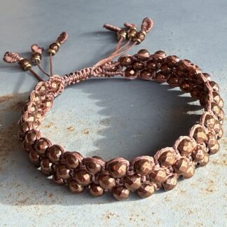 Bracelet macramé 3 rangs hématite cuivre-4