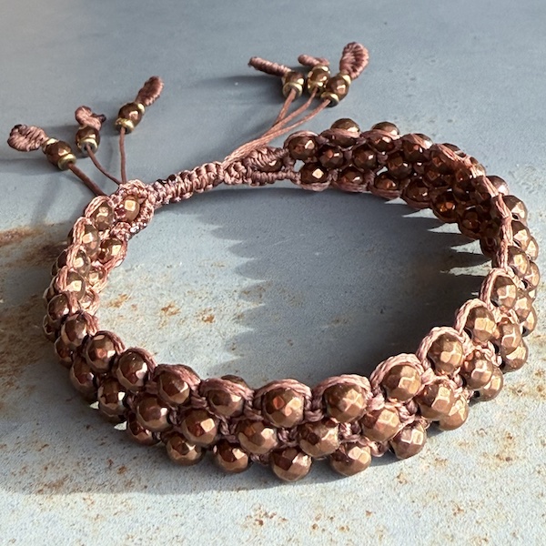 Bracelet macramé 3 rangs hématite cuivre-4