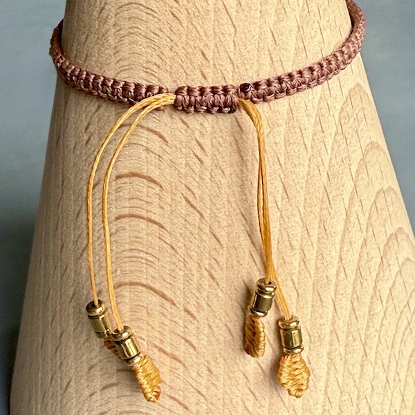 Bracelet macramé double grenat orange-1