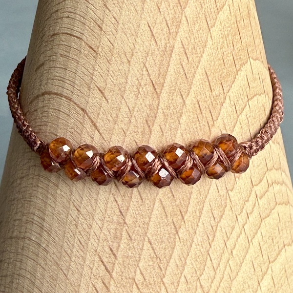 Bracelet macramé double grenat orange-2