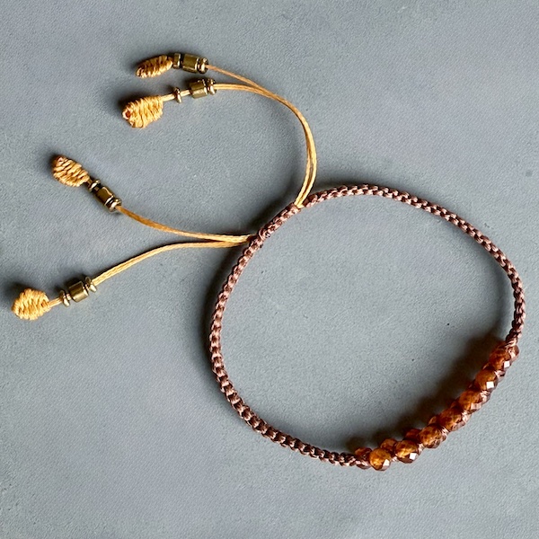 Bracelet macramé double grenat orange-3