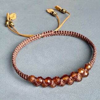 Bracelet macramé double grenat orange