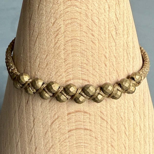 Bracelet macramé double hématite bronze-2