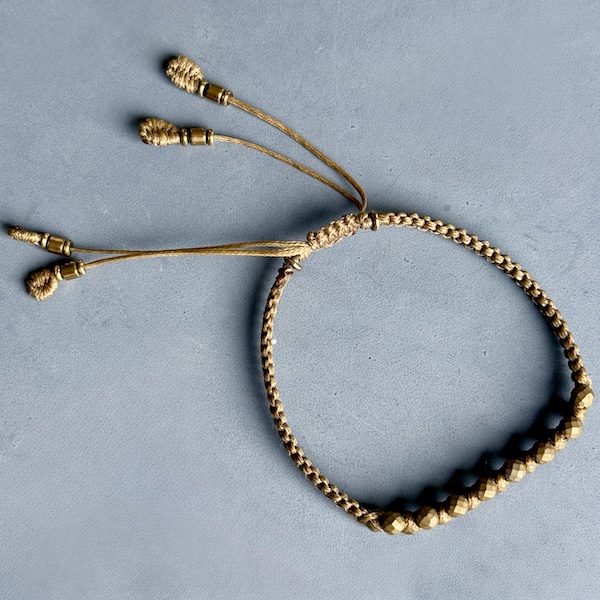 Bracelet macramé double hématite bronze-3