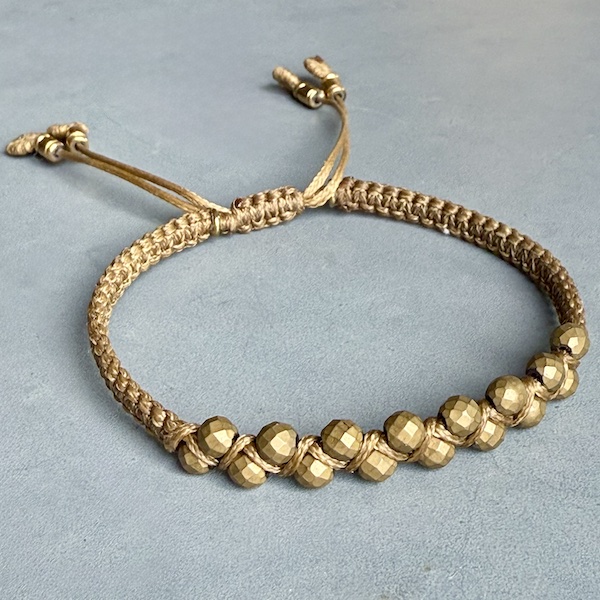 Bracelet macramé double hématite bronze