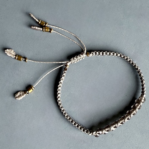 Bracelet macramé double obsidienne glace-3