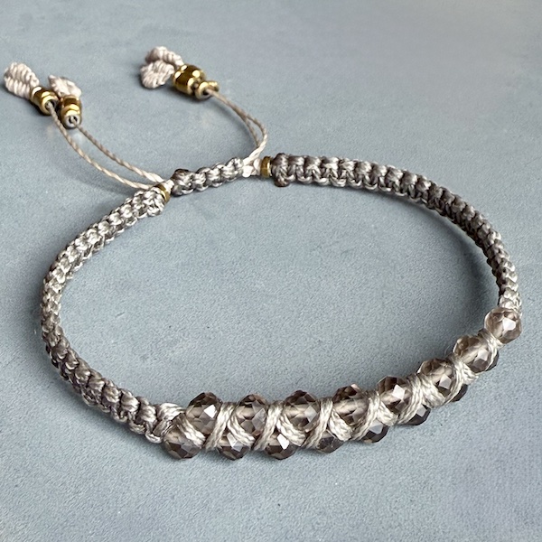 Bracelet macramé double obsidienne glace