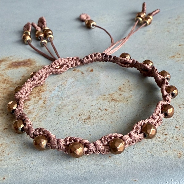 Bracelet macramé hématite cuivre-4