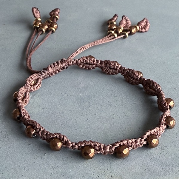 Bracelet macramé hématite cuivre