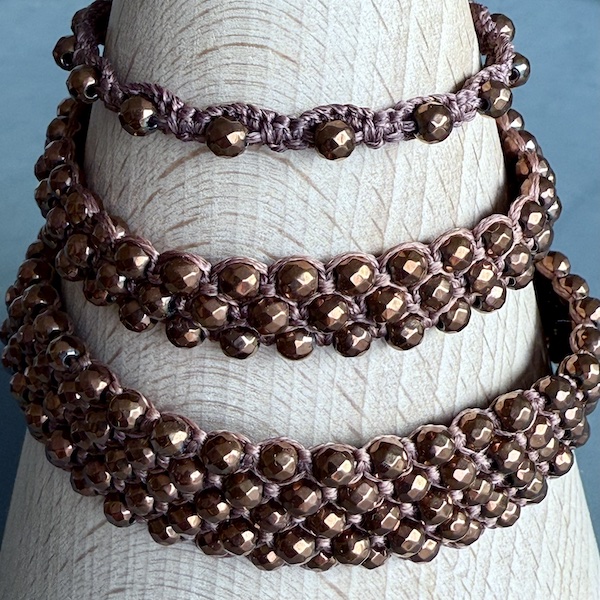 Bracelets macramé hématite cuivre