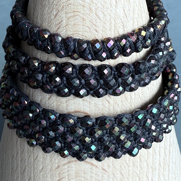 Bracelets macramé hématite noire scarabée