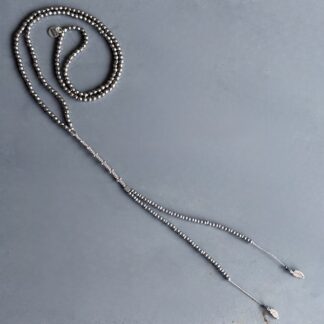 Collier macramé façon chapelet hématite argentée-6