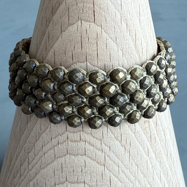 Manchette macramé hématite bronze-2