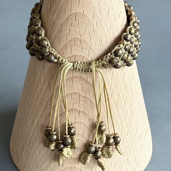 Manchette macramé hématite bronze-3
