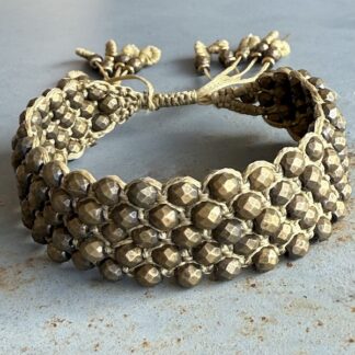 Manchette macramé hématite bronze-4