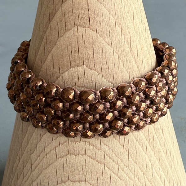 Manchette macramé hématite cuivre-2