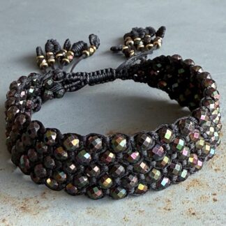 Manchette macramé hématite scarabée-4