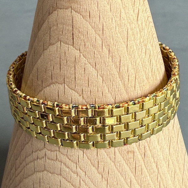 Manchette tissée hématite dorée-2