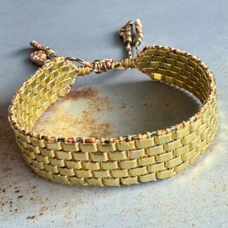 Manchette tissée hématite dorée-4