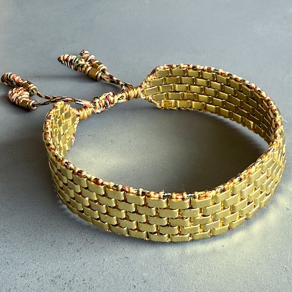 Manchette tissée hématite dorée