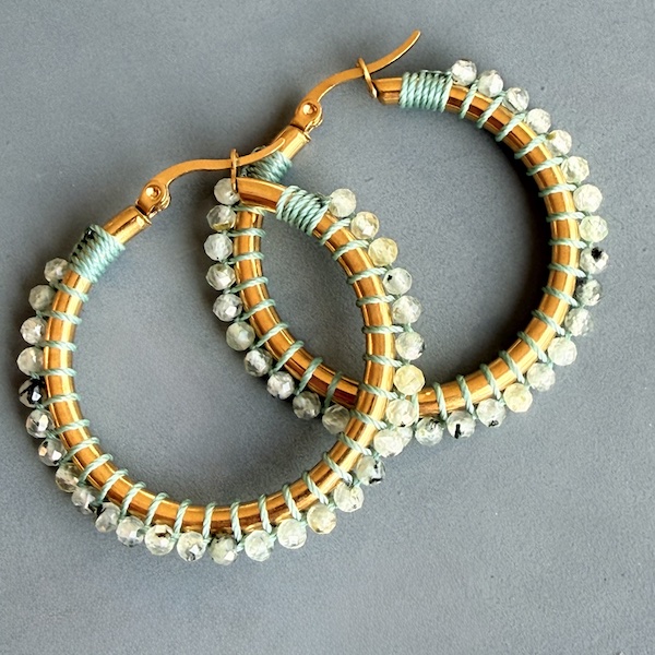 Boucles d'oreilles OWI 1147 créoles en préhnite-1