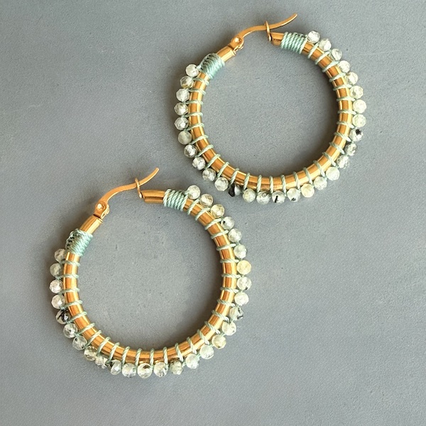 Boucles d'oreilles OWI 1147 créoles en préhnite-2