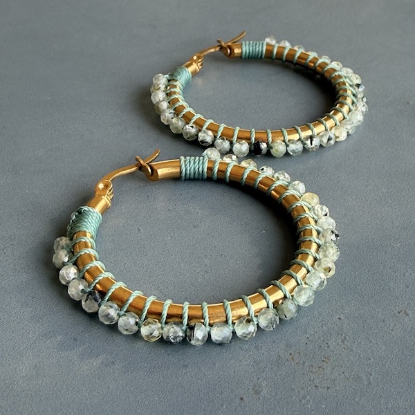 Boucles d'oreilles OWI 1147 créoles en préhnite-3