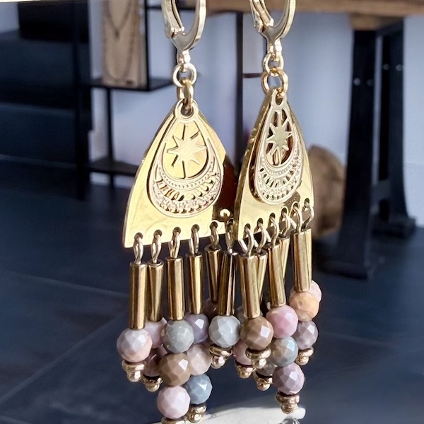 Boucles d'oreilles OWI 1149 en agate pastel