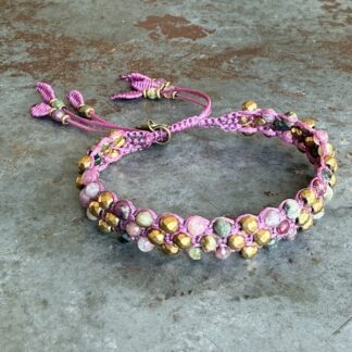 Bracelet macramé 3 rangs tourmaline