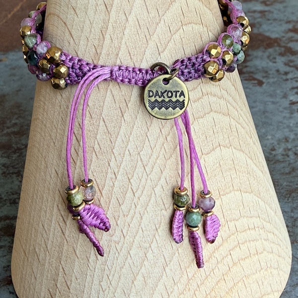 Bracelet macramé 3 rangs tourmaline-4