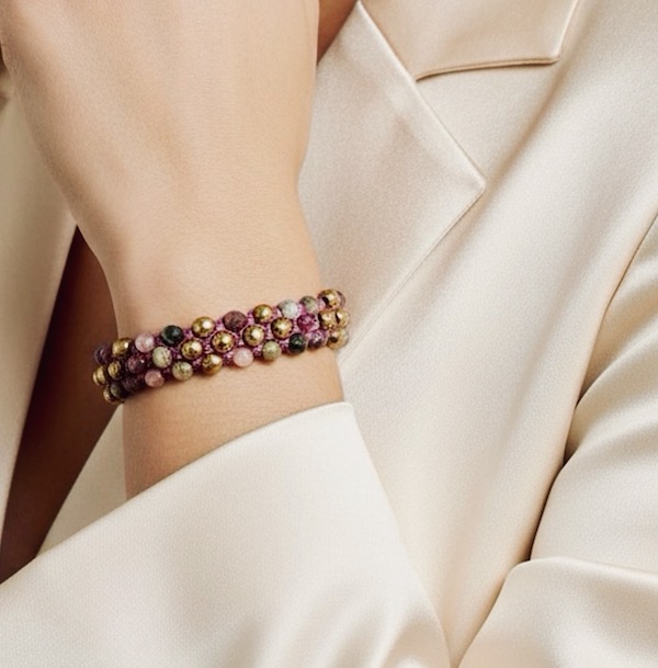 Bracelet macramé 3 rangs tourmaline-5