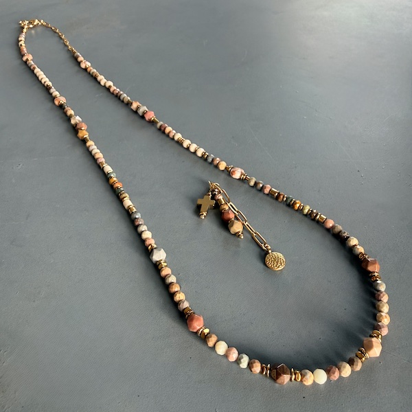 Collier COKATA 75 cm en agate pastel-3