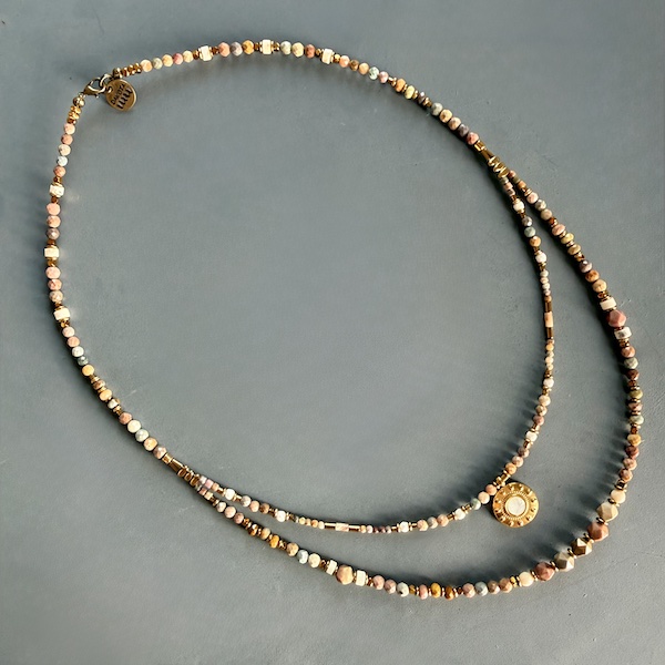 Collier double SLOWLIA 53 et 60 cm en agate pastel